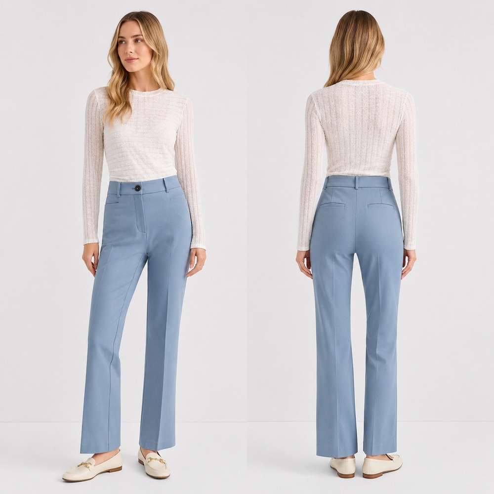 LOFT Parker Straight Leg Pants 0 Blue Womens Stretch Trouser Office Career